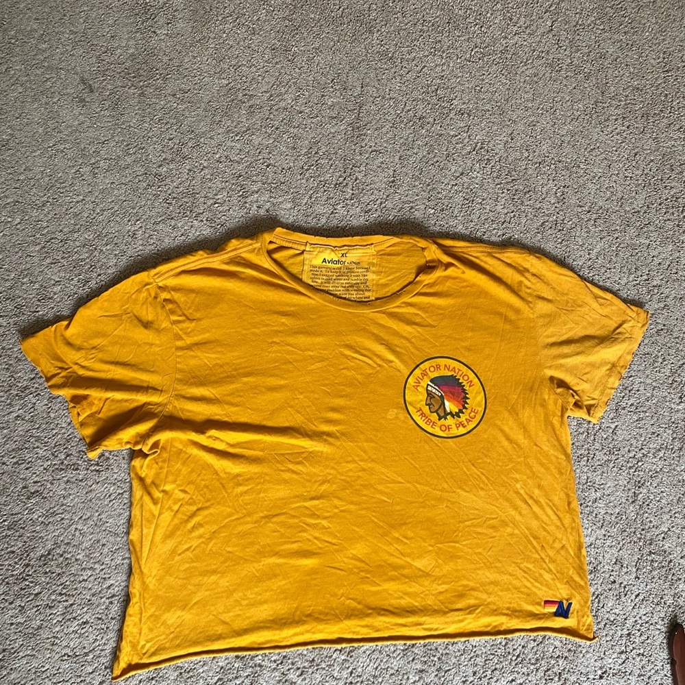 Aviator Nation Tribe of Peace Boyfriend Tee- Mustard